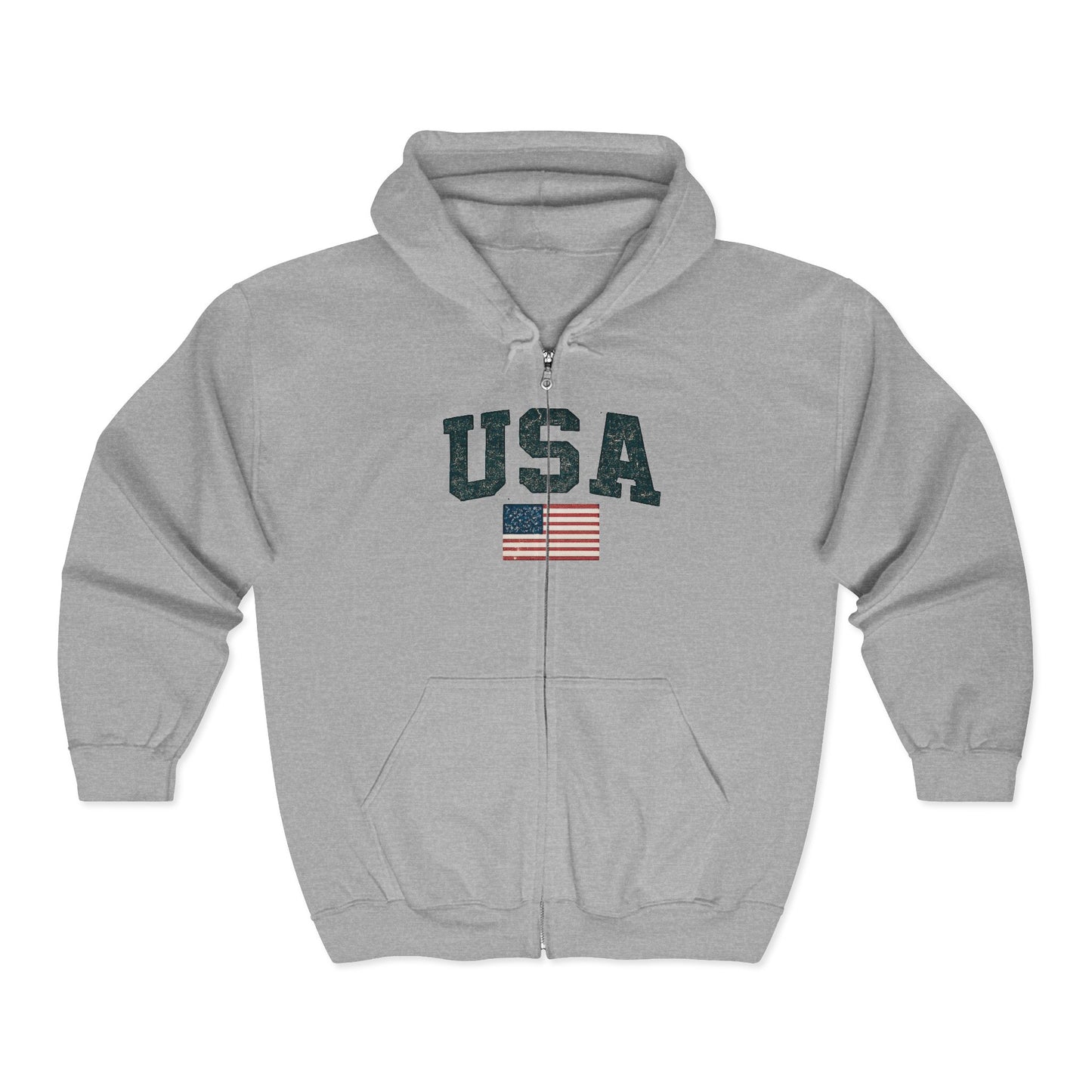 USA Flag Full-Zip Hoodie — American Flag Zip-Up Hoodie
