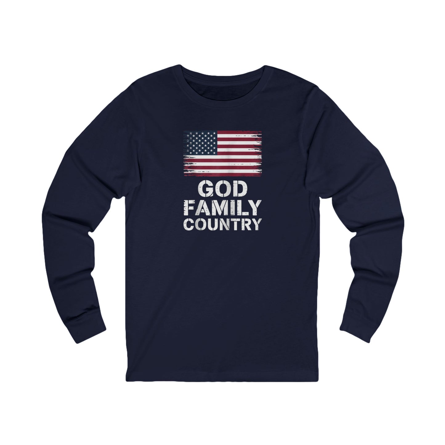 God Family Country Long Sleeve Tee