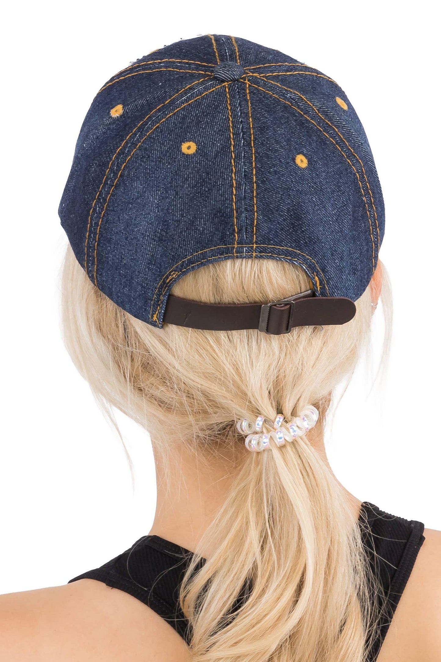 American Flag Bling Patch Denim Baseball Cap