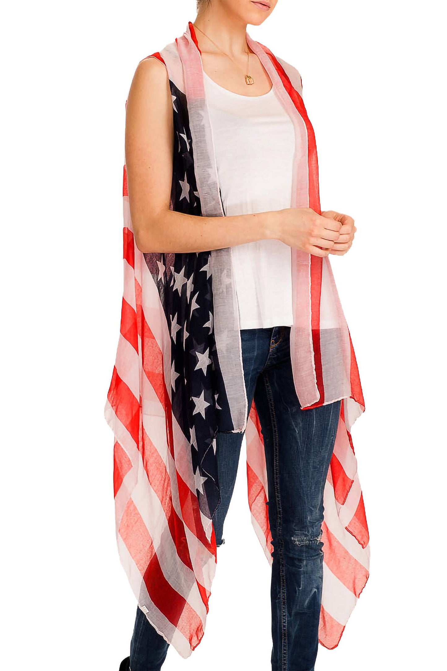 American Flag Chiffon Semi-sheer Swim Cover-up