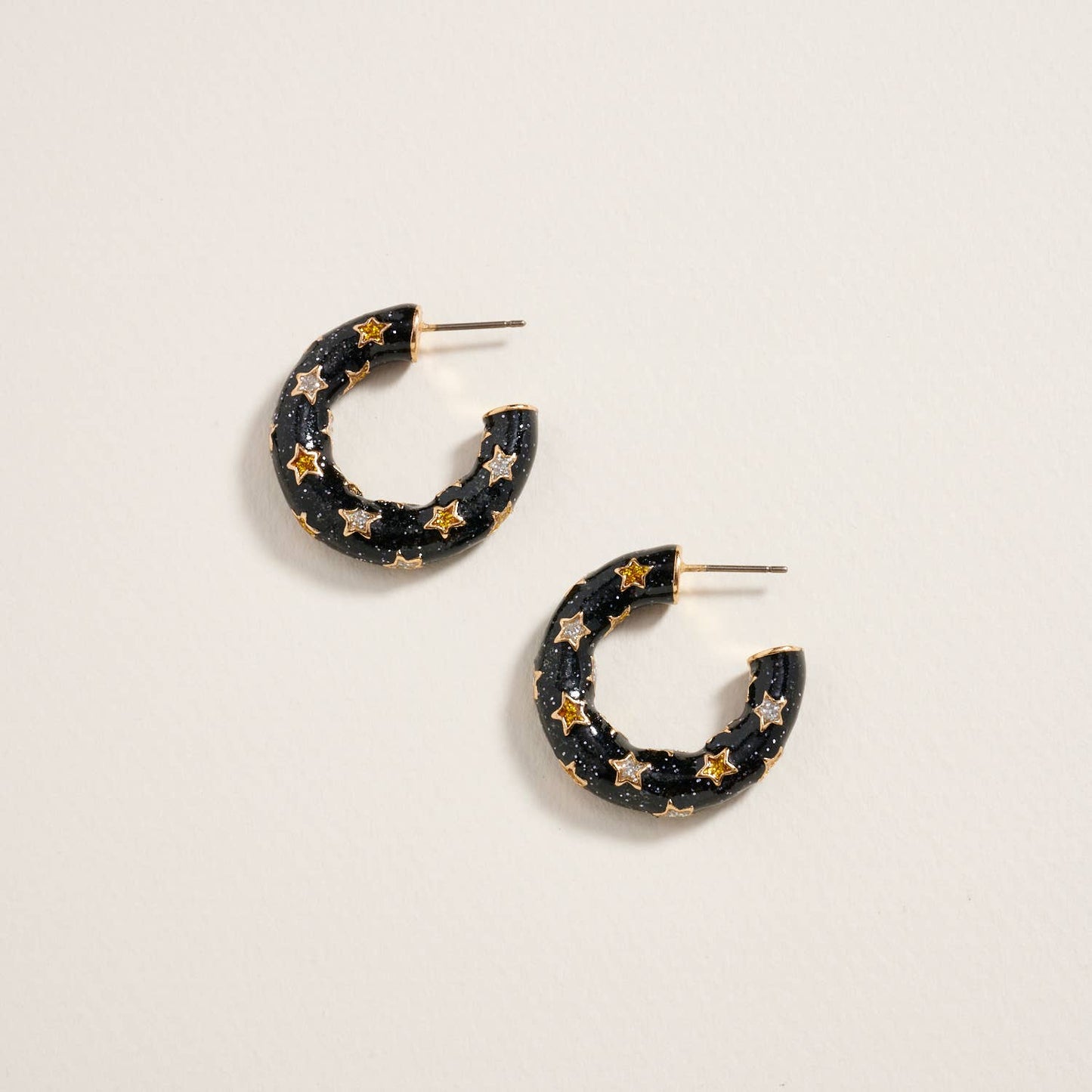 1 Inch Glitter Happy New Year Star Hoop Earrings
