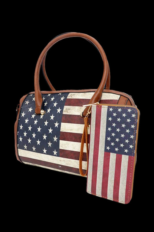 American Flag  Bag Continental Wallet Set