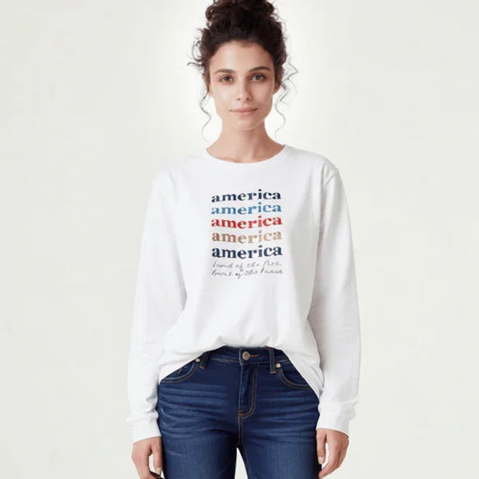 "America America America" Stacked Script Tee - LiberTees for All