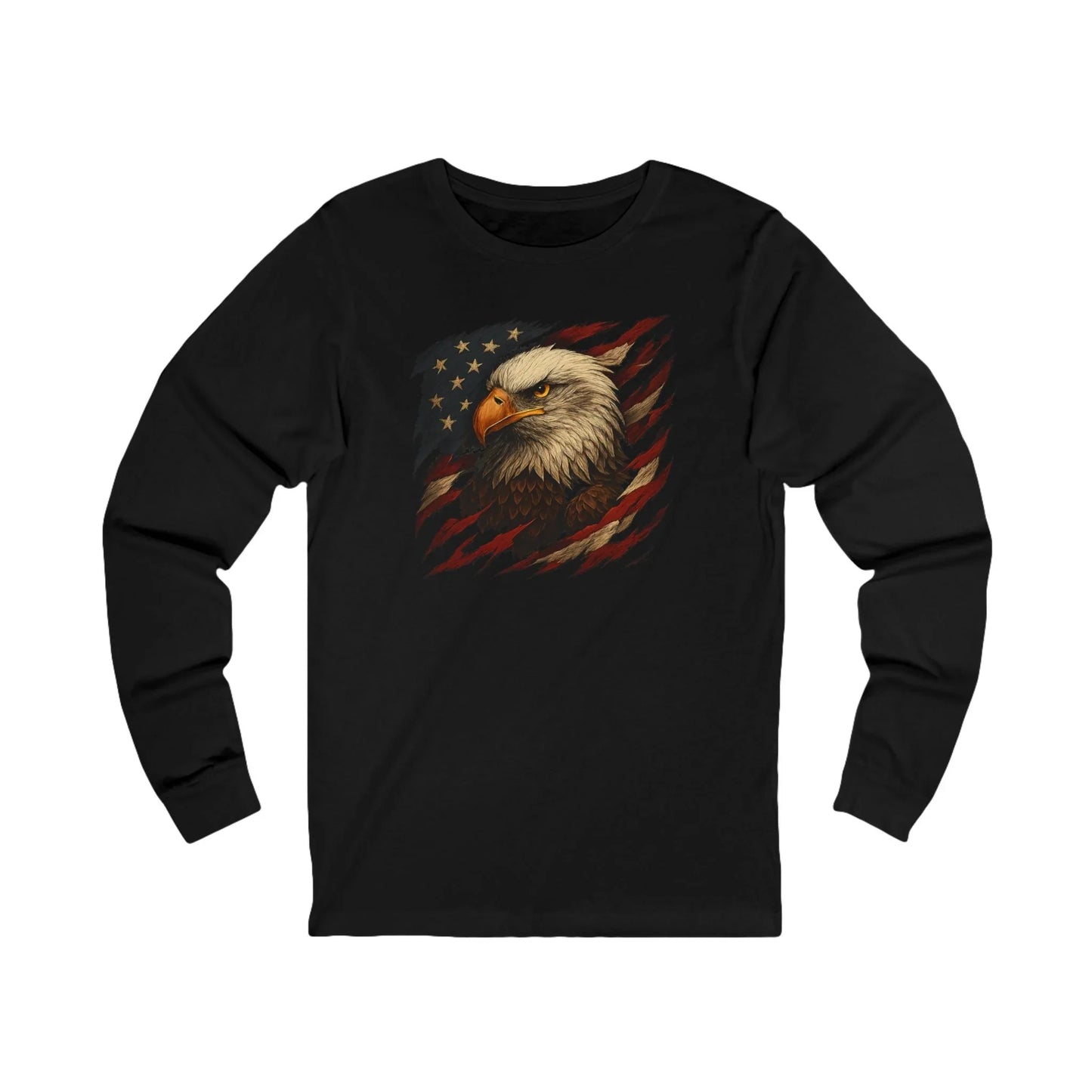 American Flag & Eagle Long Sleeve Tee — Patriotic Graphic Shirt - LiberTees for All