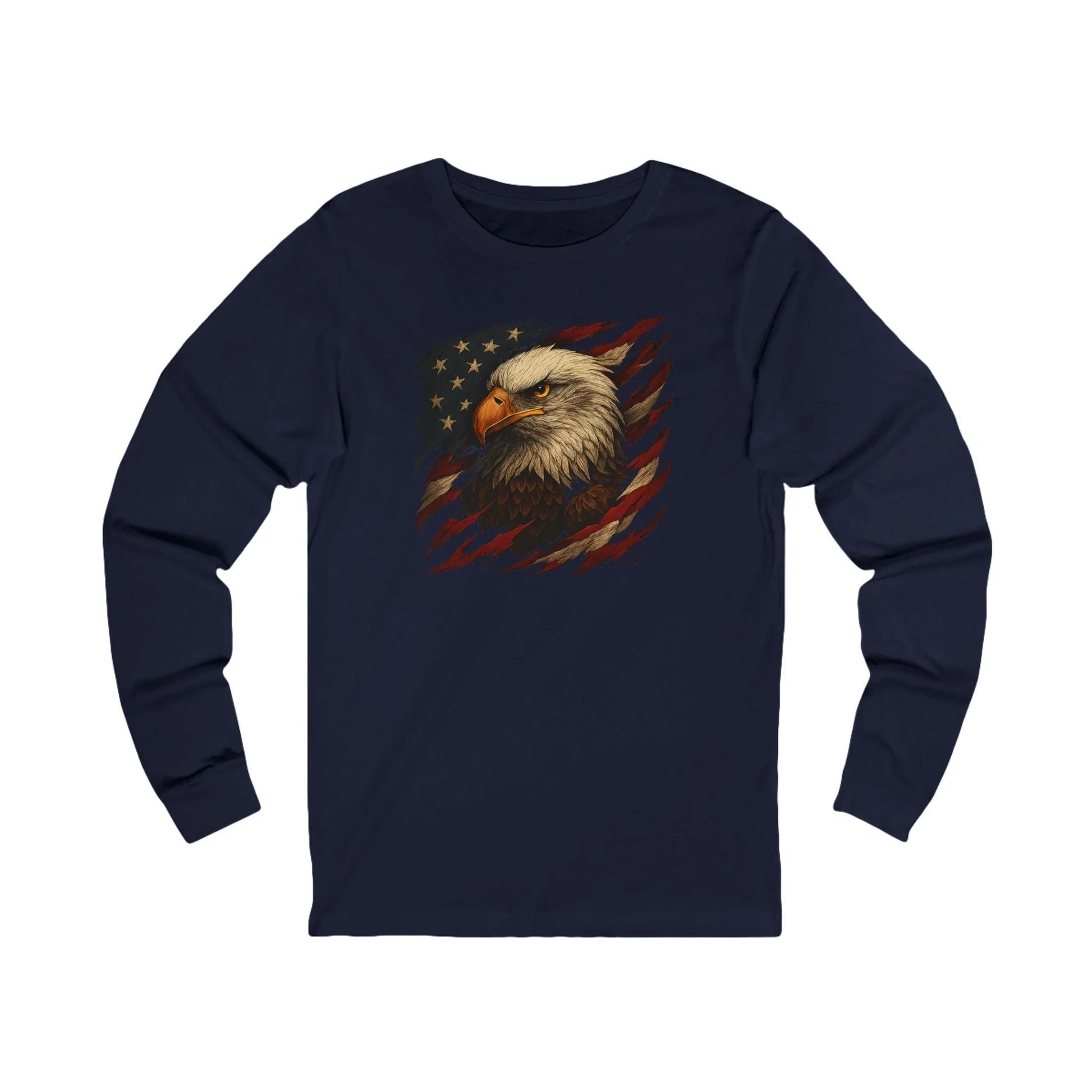 American Flag & Eagle Long Sleeve Tee — Patriotic Graphic Shirt - LiberTees for All