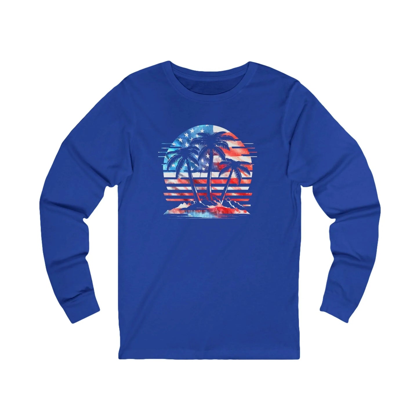 American Paradise Long Sleeve Tee — Patriotic Beach Vibe Top - LiberTees for All