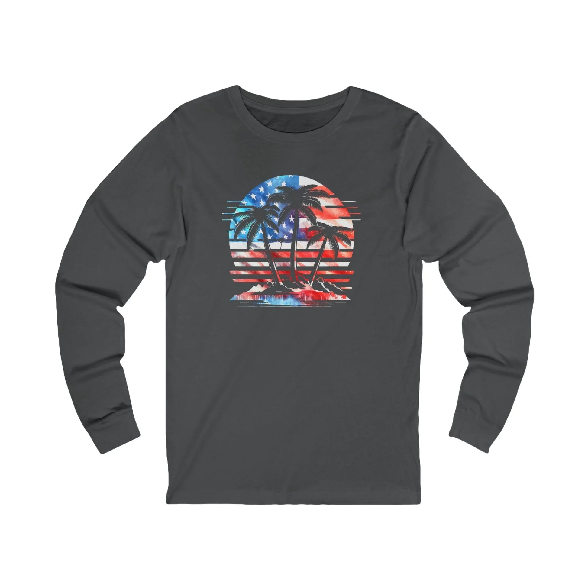 American Paradise Long Sleeve Tee — Patriotic Beach Vibe Top - LiberTees for All