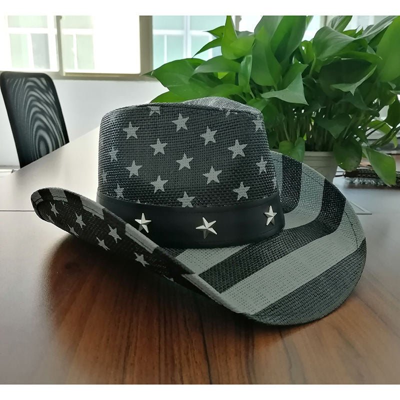 Black & Gray Stars and Stripes Cowboy Hat - LiberTees for All