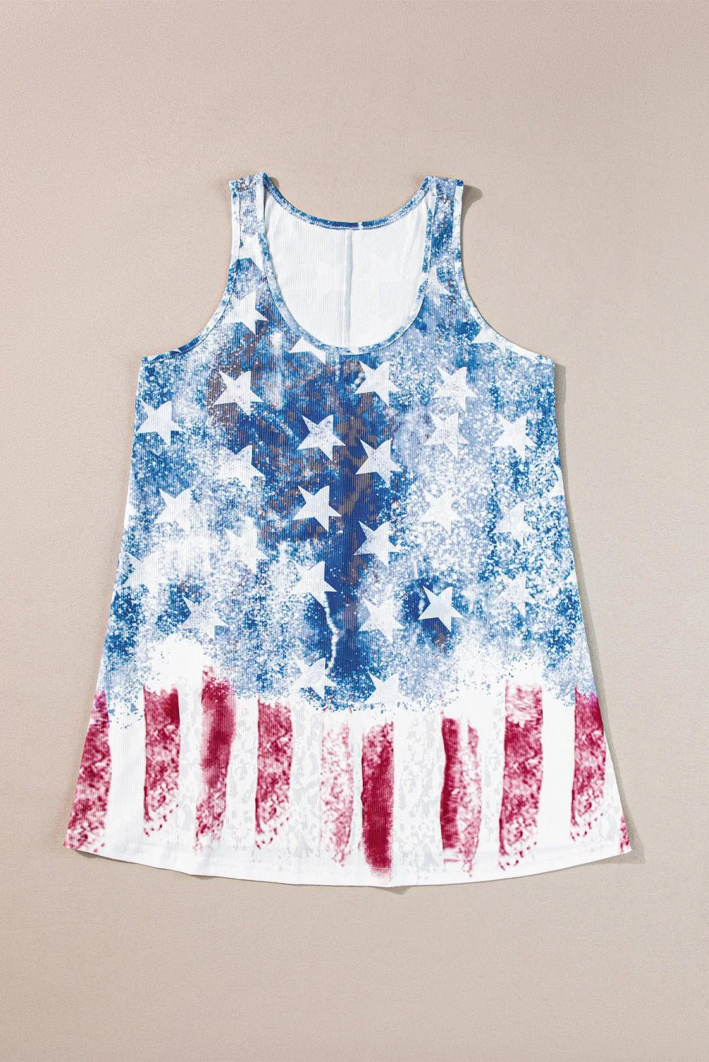 Blue Vintage Washed Flag Print Shift Tank Top - LiberTees for All