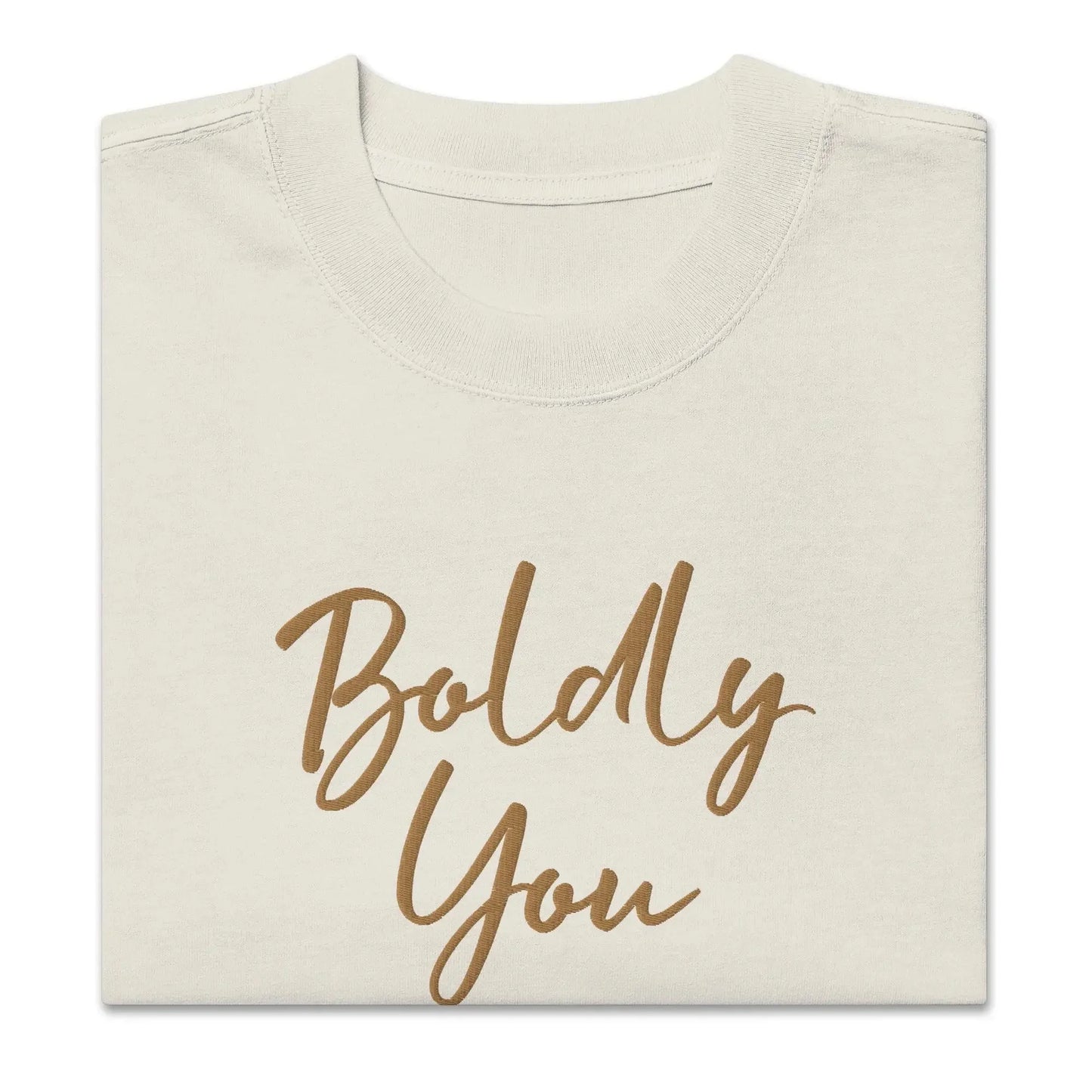 Boldly You Oversized faded t-shirt with Old Gold Embroidery | Oversized T-shirt - LiberTees for All
