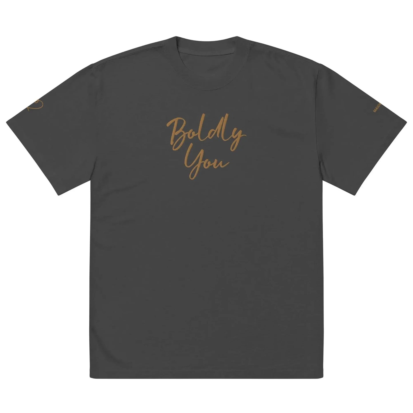 Boldly You Oversized faded t-shirt with Old Gold Embroidery | Oversized T-shirt - LiberTees for All