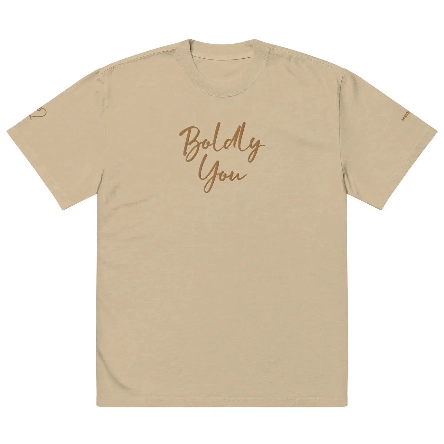 Boldly You Oversized faded t-shirt with Old Gold Embroidery | Oversized T-shirt - LiberTees for All