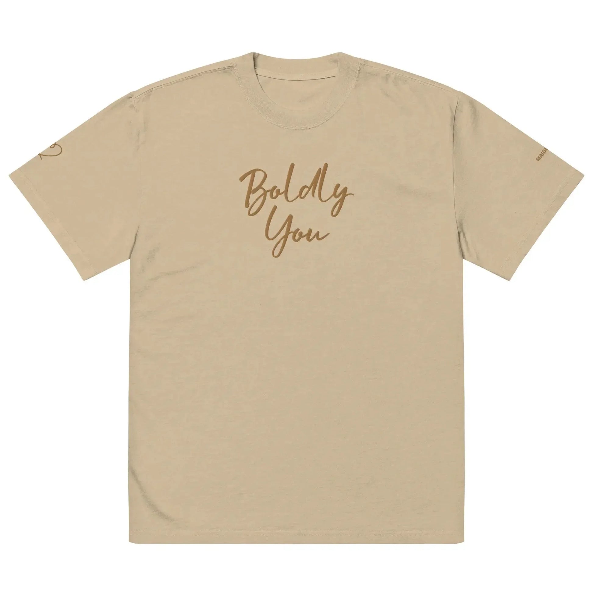 Boldly You Oversized faded t-shirt with Old Gold Embroidery | Oversized T-shirt - LiberTees for All