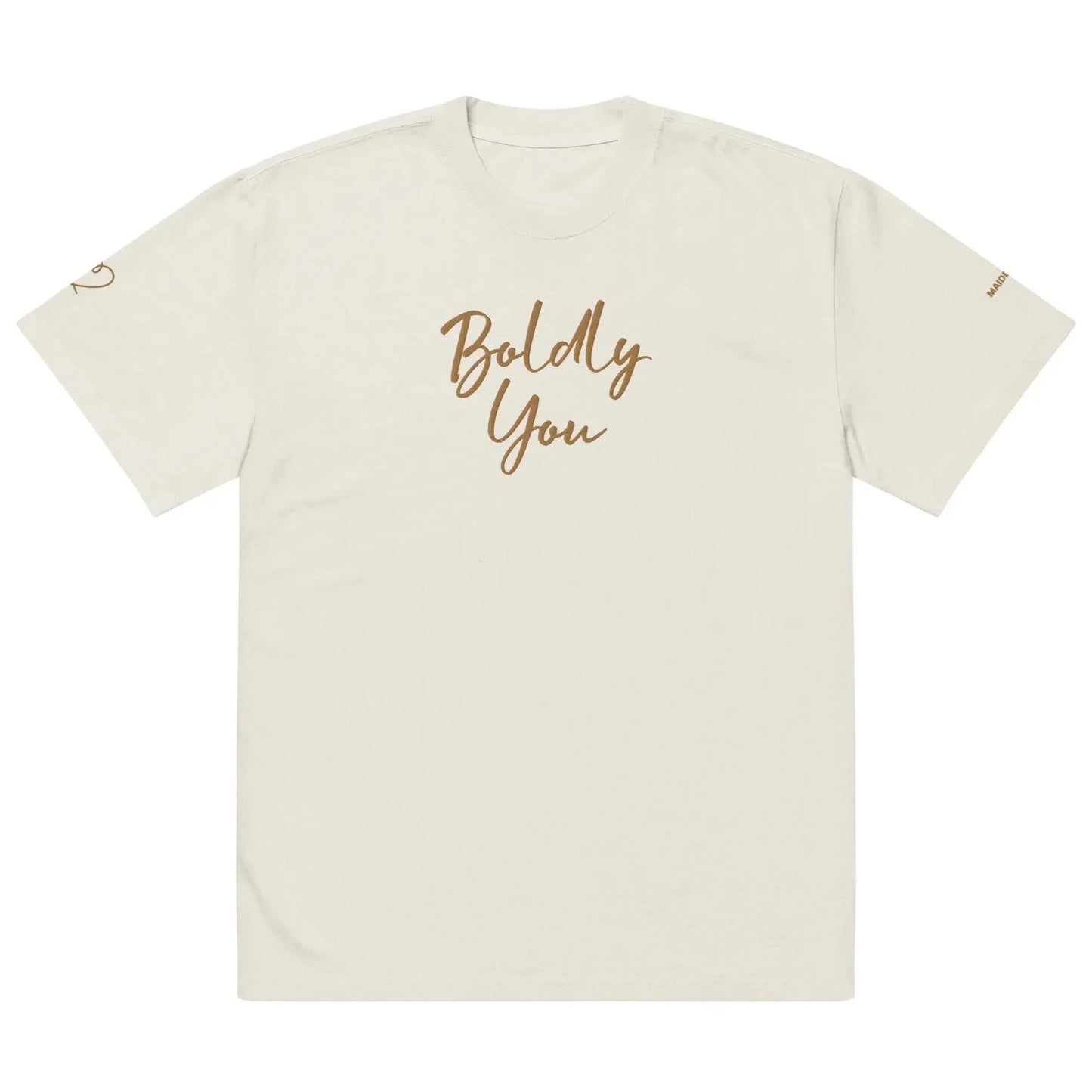 Boldly You Oversized faded t-shirt with Old Gold Embroidery | Oversized T-shirt - LiberTees for All