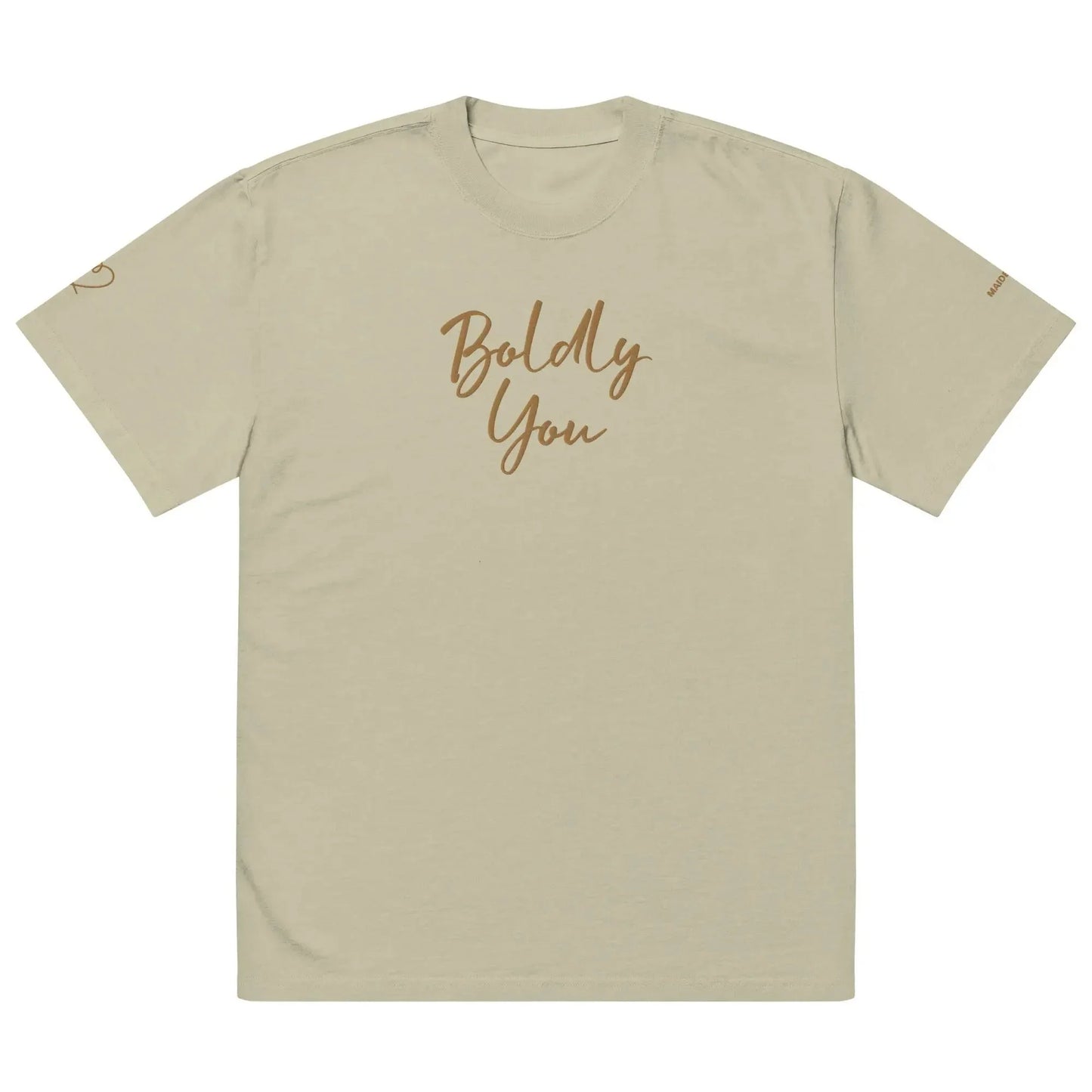 Boldly You Oversized faded t-shirt with Old Gold Embroidery | Oversized T-shirt - LiberTees for All