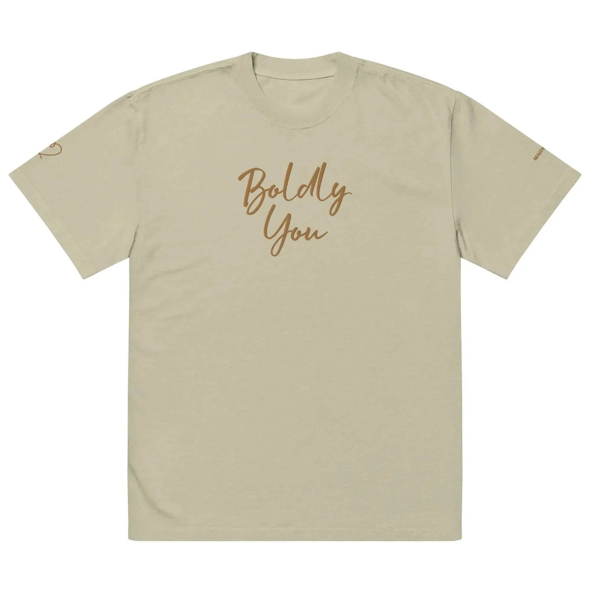 Boldly You Oversized faded t-shirt with Old Gold Embroidery | Oversized T-shirt - LiberTees for All