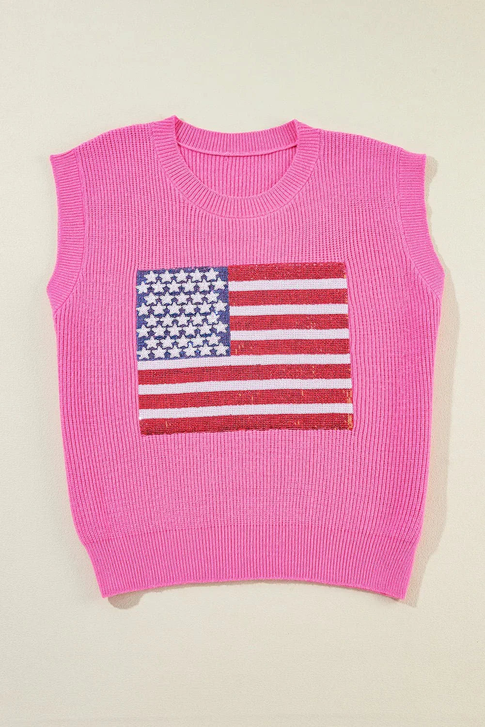 Bonbon Sparkling American Flag Knitted Vest - LiberTees for All