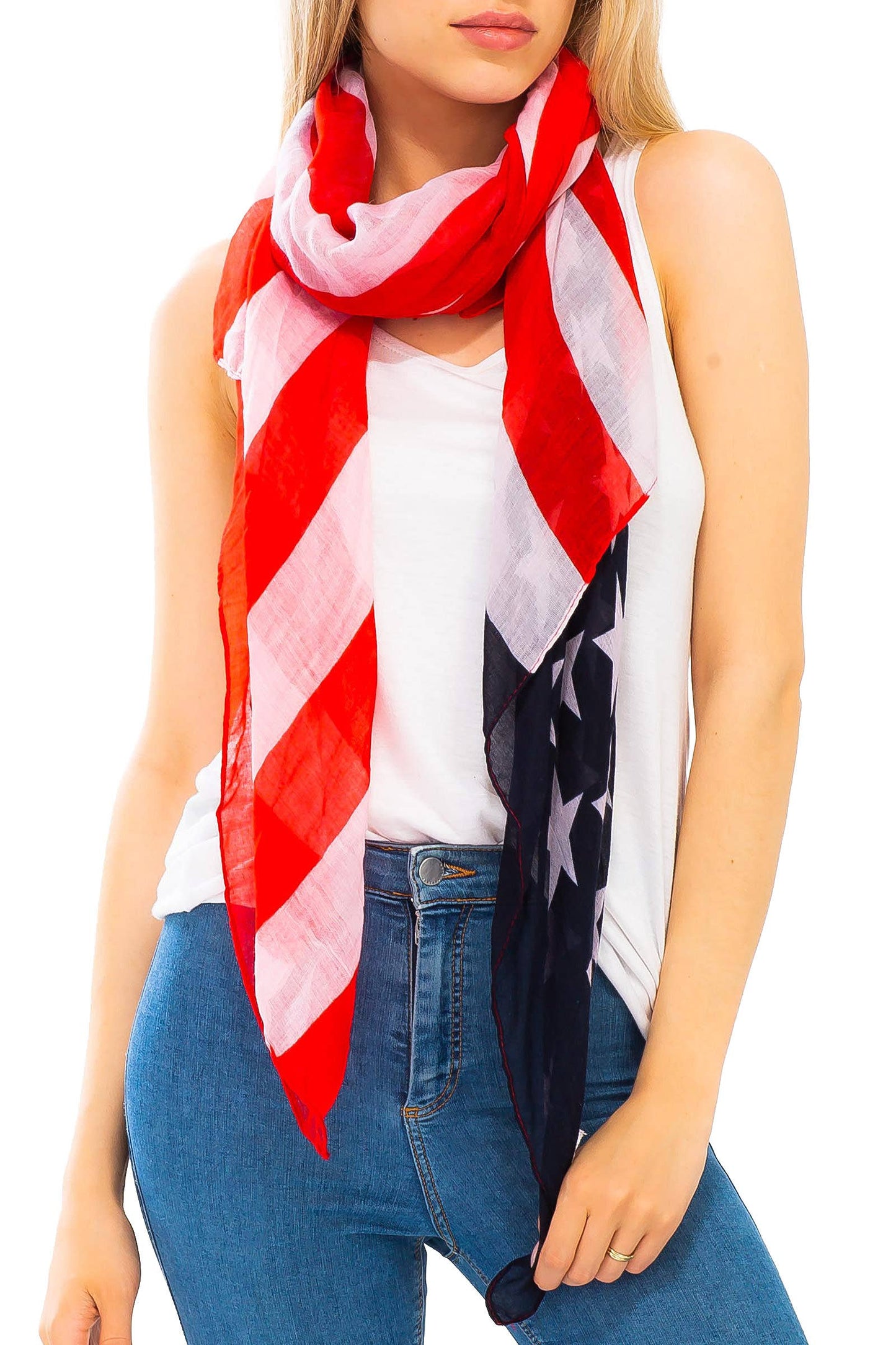 American Flag Chiffon Semi-sheer Swim Cover-up