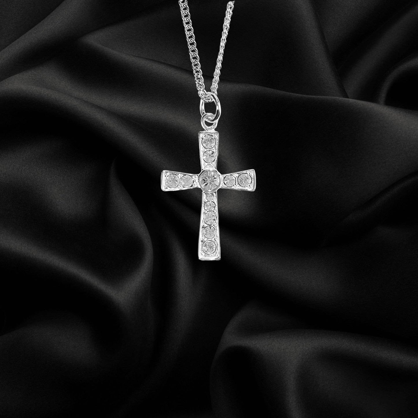 Silver Plated Flare Cross Necklace