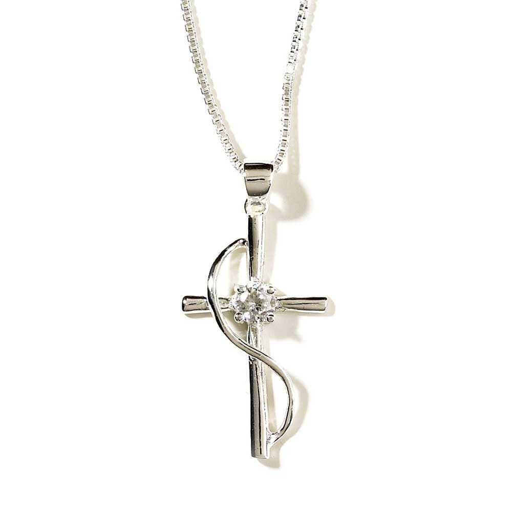 Silver Plated Cross With Sash Necklace