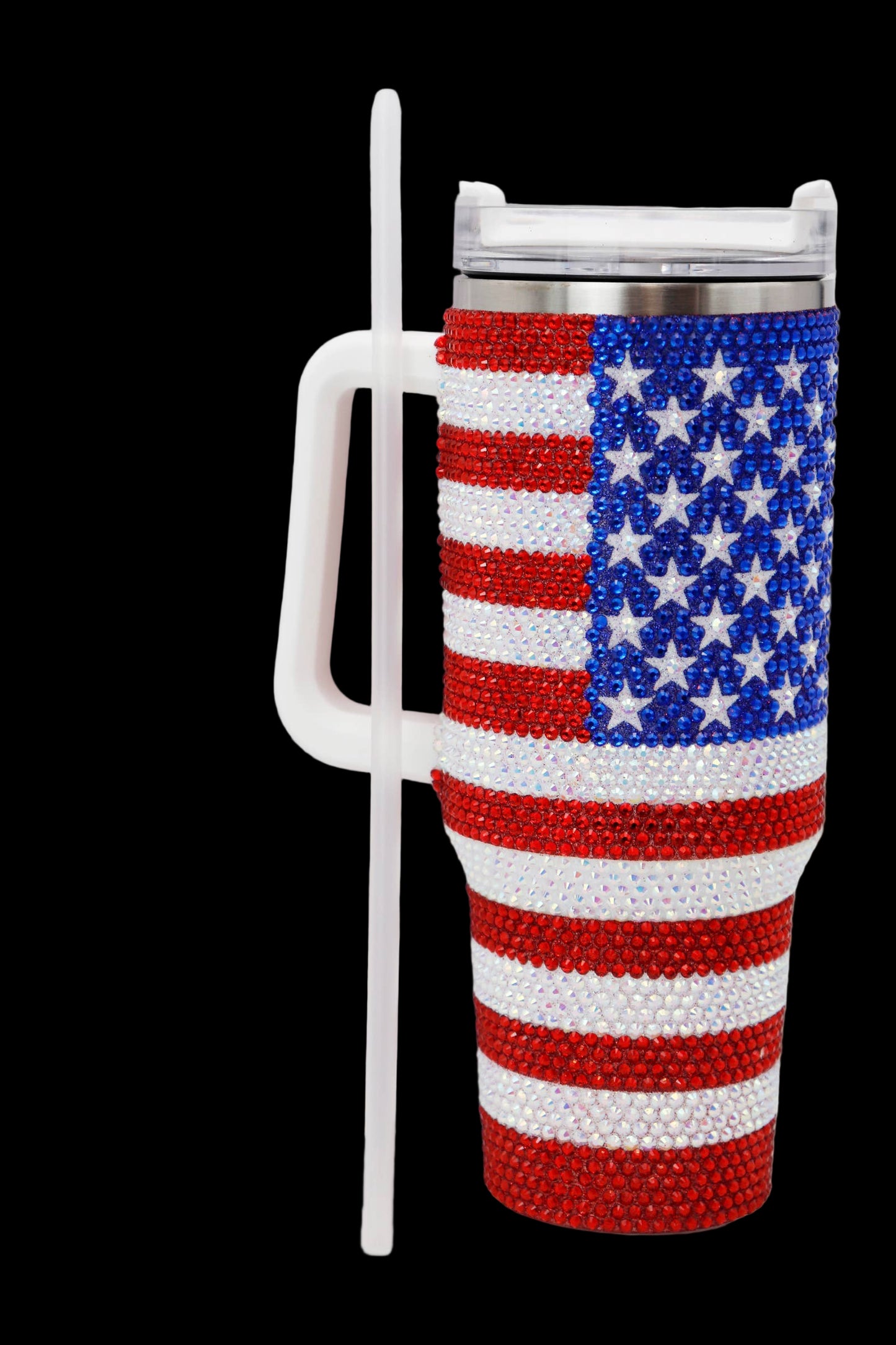 American Flag Bling Glitter Insulated Tumbler - 40 Oz
