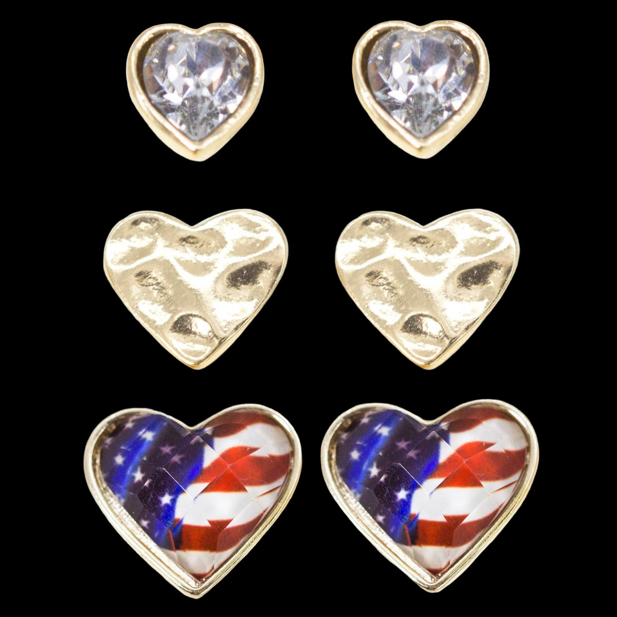 American Flag Heart Stud Earrings