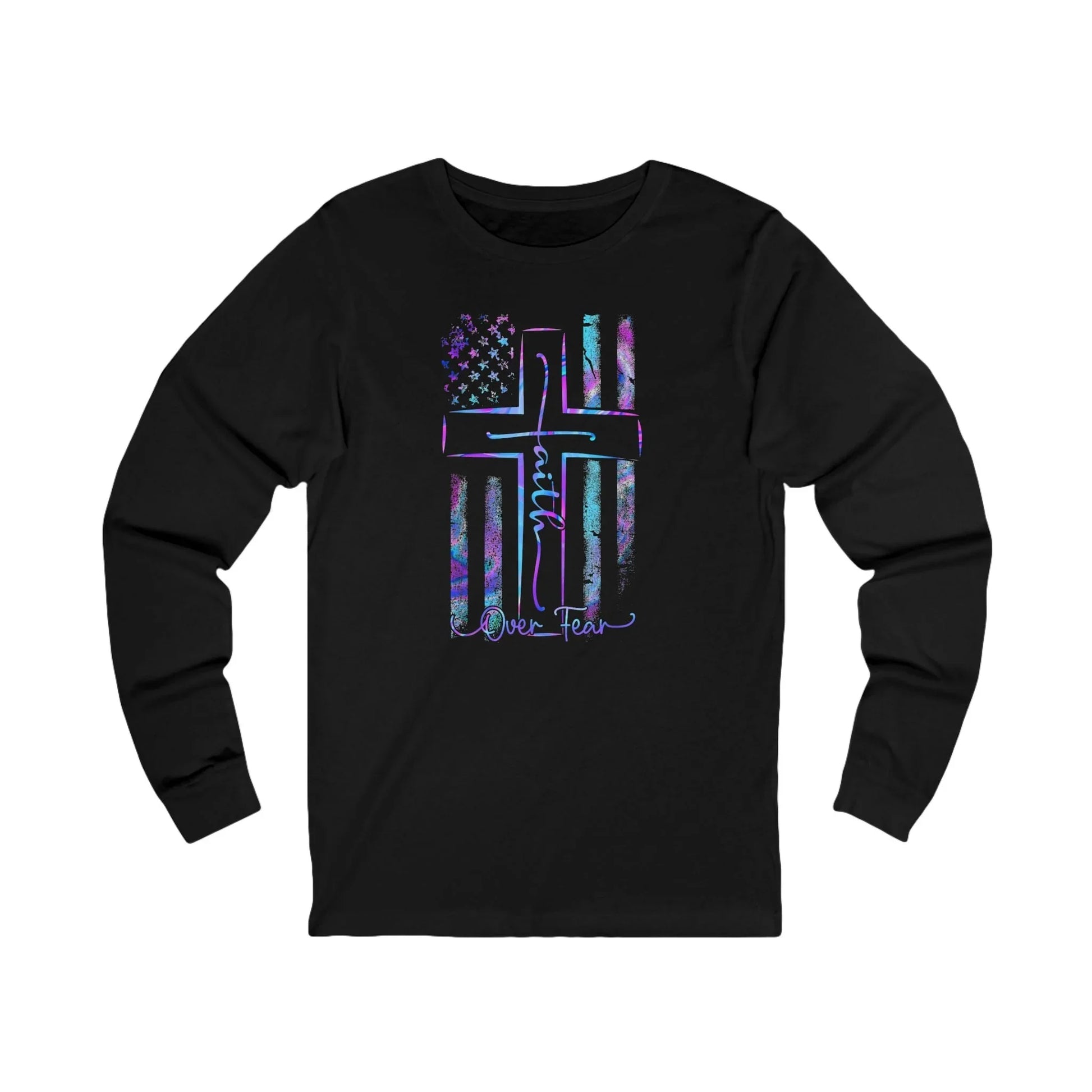 Faith Over Fear Blue Long Sleeve Tee - LiberTees for All