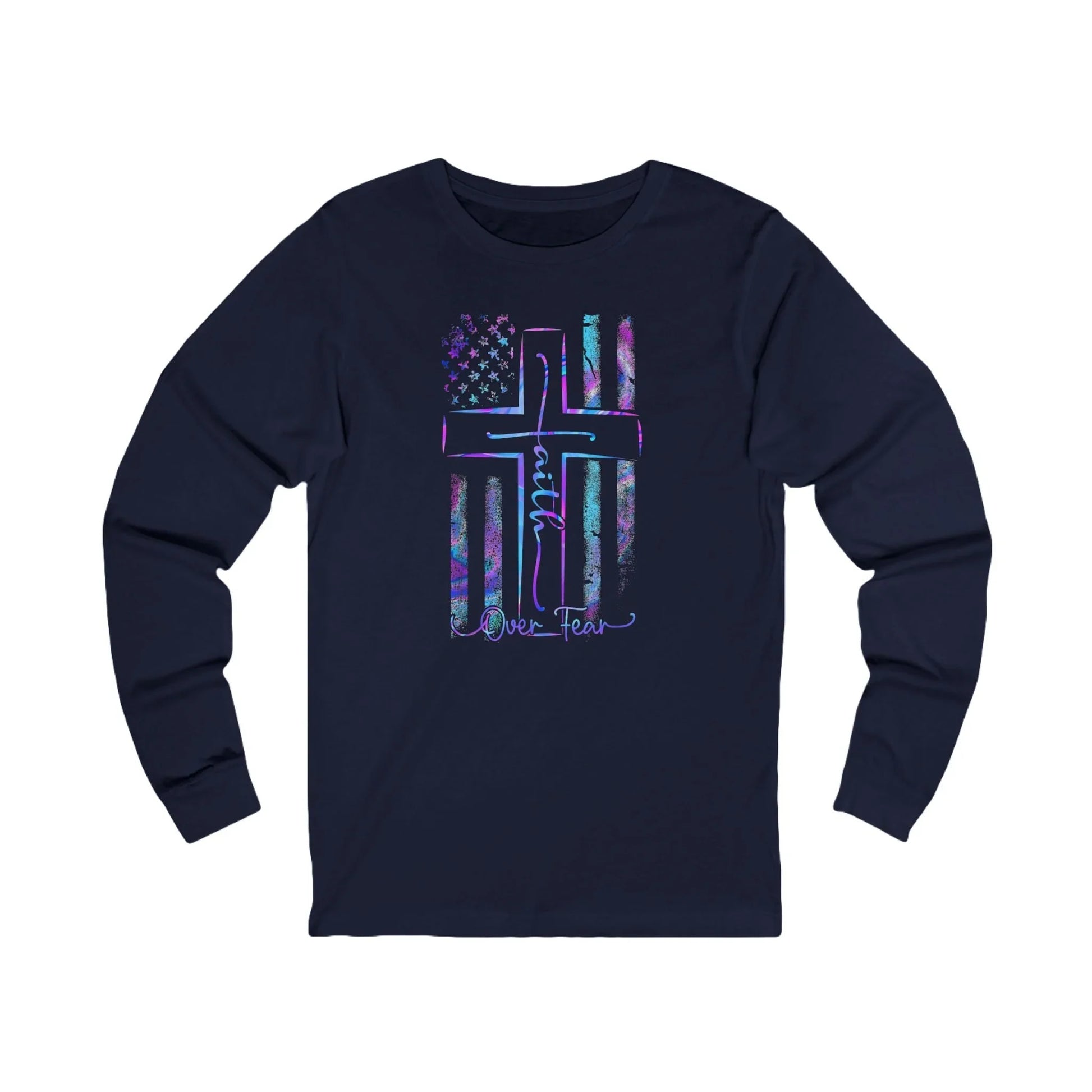 Faith Over Fear Blue Long Sleeve Tee - LiberTees for All