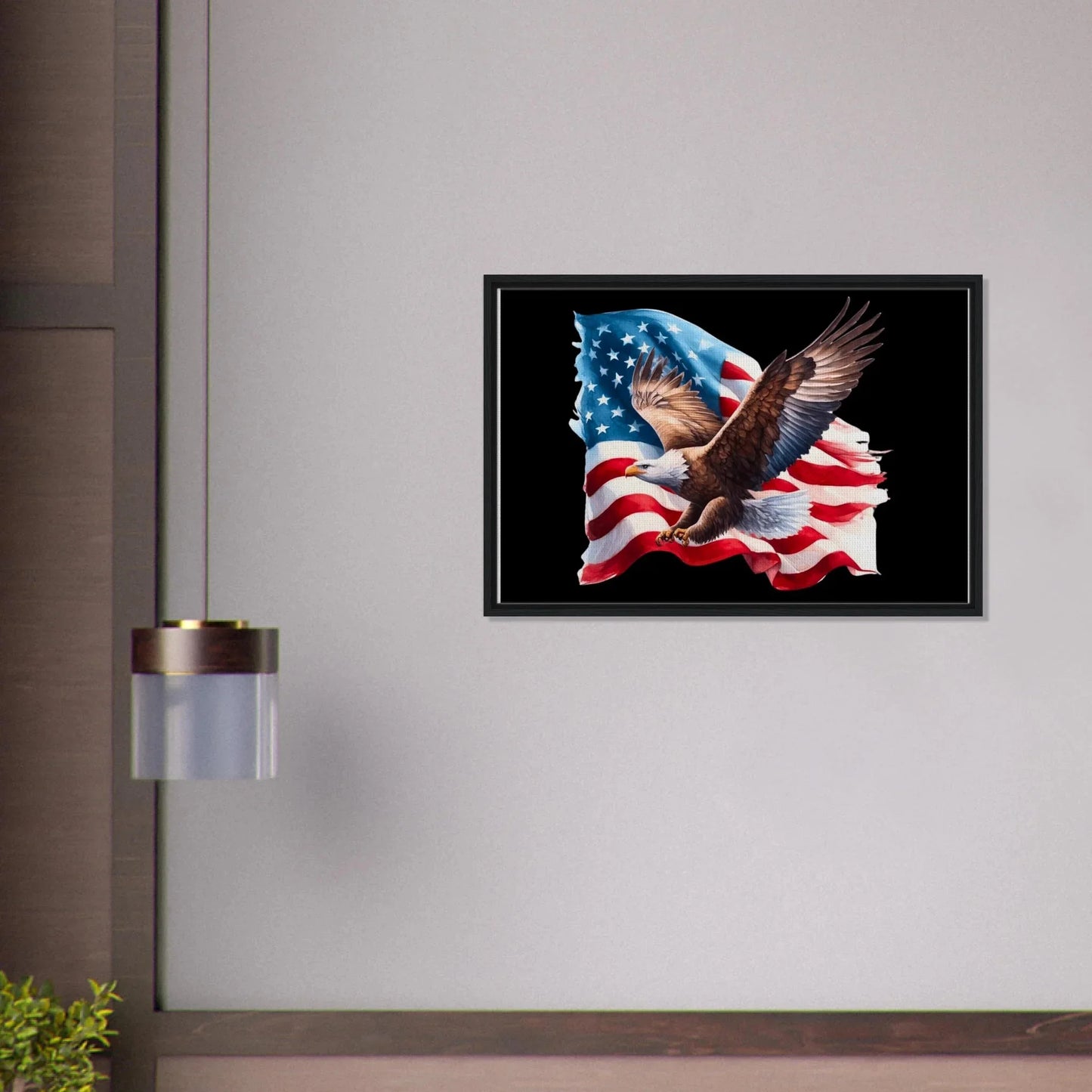 Framed Eagle & American Flag Canvas - LiberTees for All