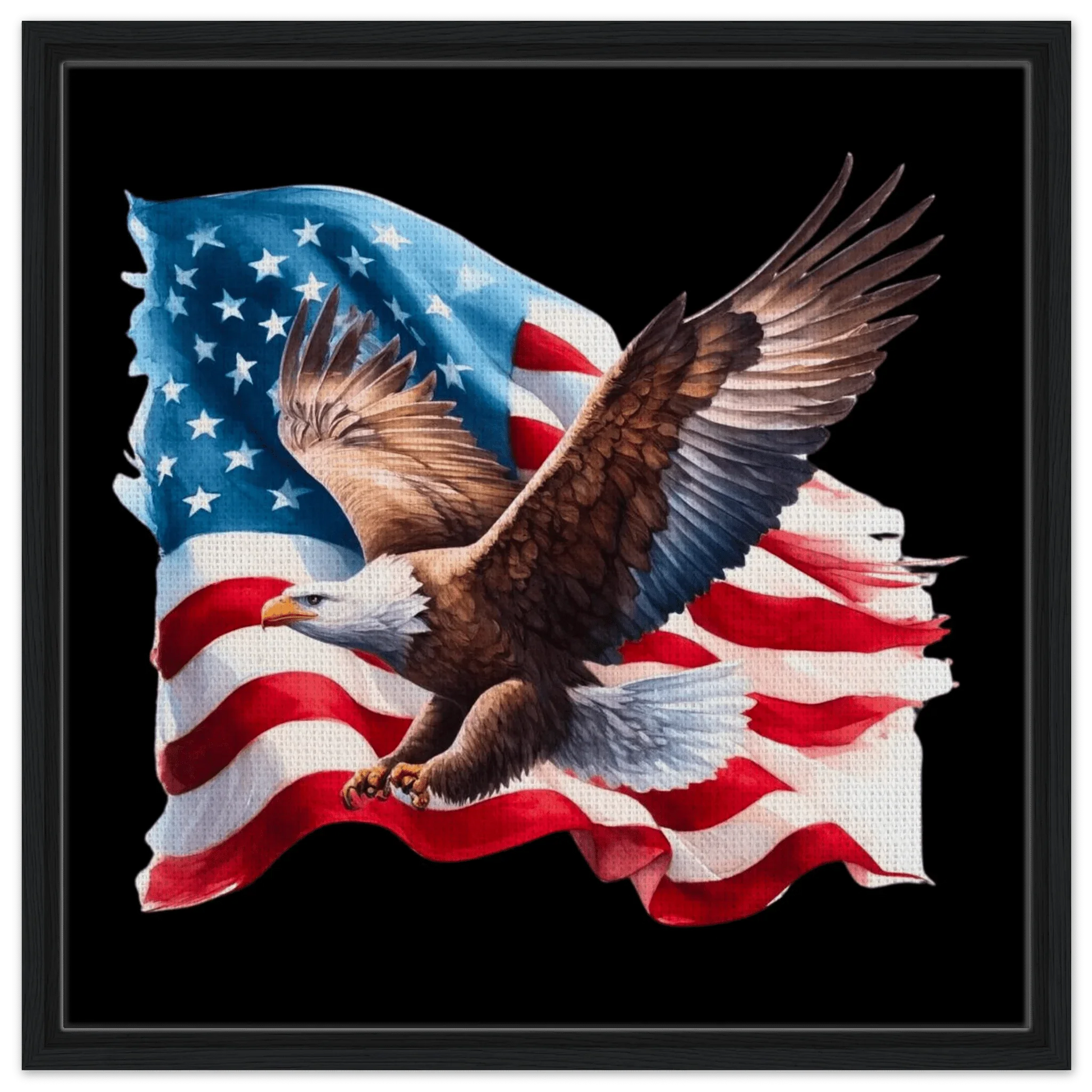 Framed Eagle & American Flag Canvas - LiberTees for All