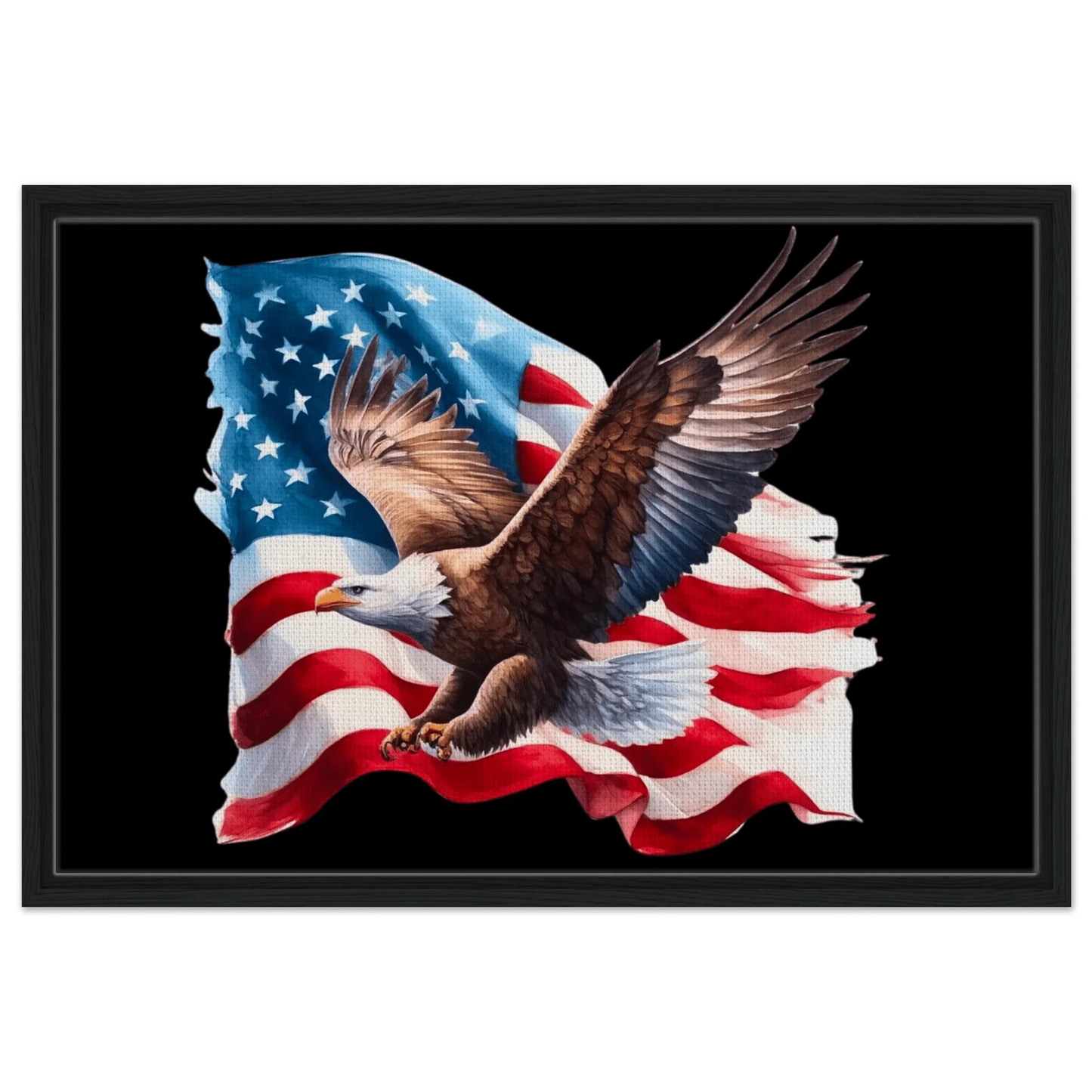 Framed Eagle & American Flag Canvas - LiberTees for All