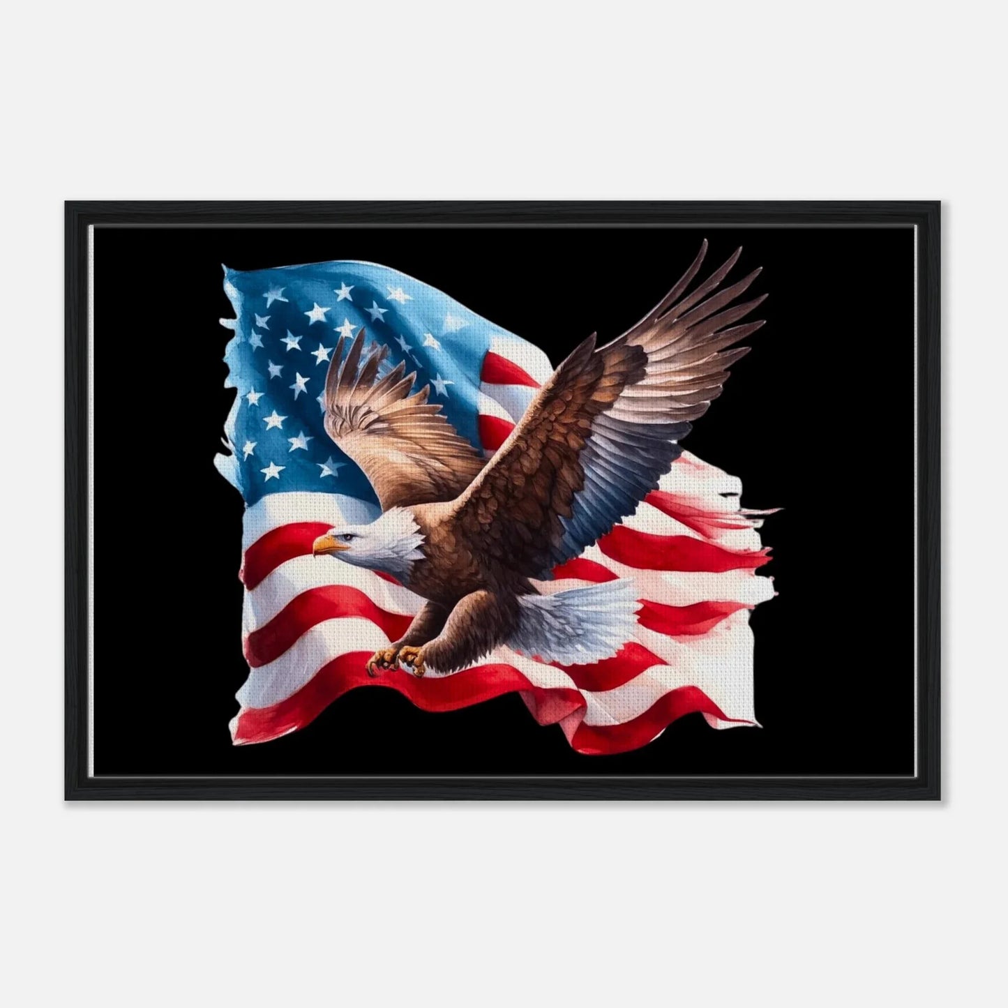 Framed Eagle & American Flag Canvas - LiberTees for All