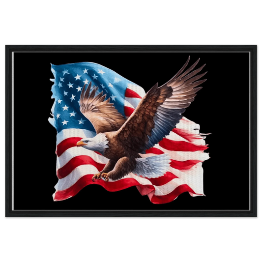 Framed Eagle & American Flag Canvas - LiberTees for All