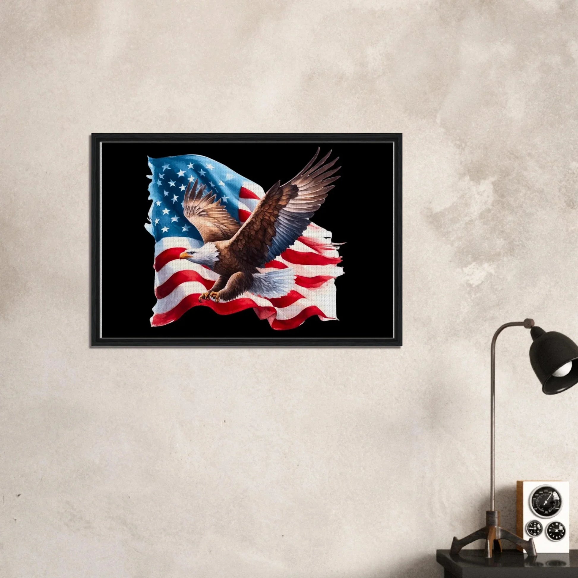 Framed Eagle & American Flag Canvas - LiberTees for All