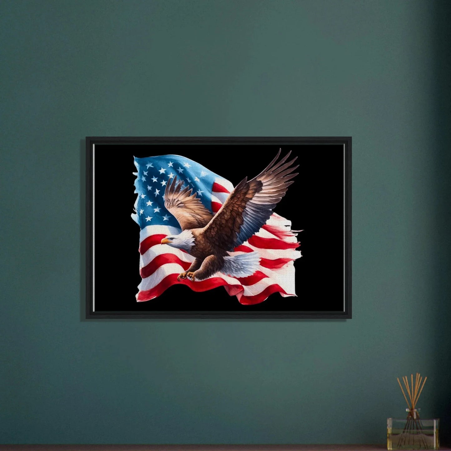 Framed Eagle & American Flag Canvas - LiberTees for All