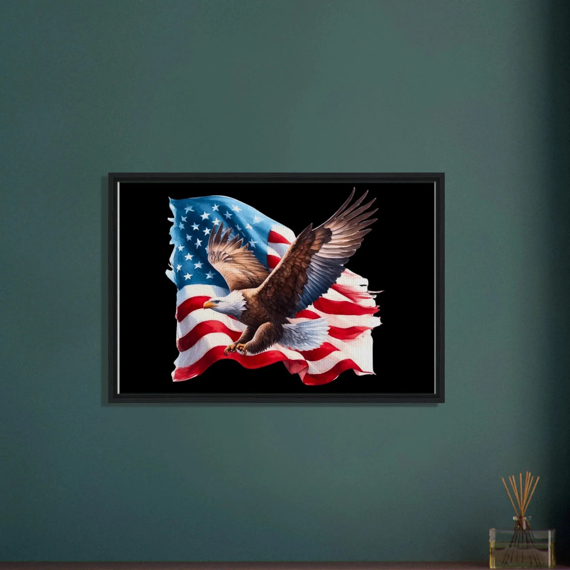 Framed Eagle & American Flag Canvas - LiberTees for All