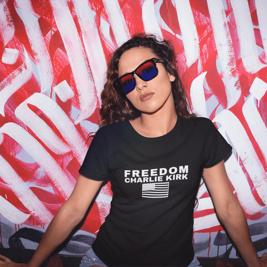 Freedom Flag Charlie Kirk Fitted Tee - LiberTees for All