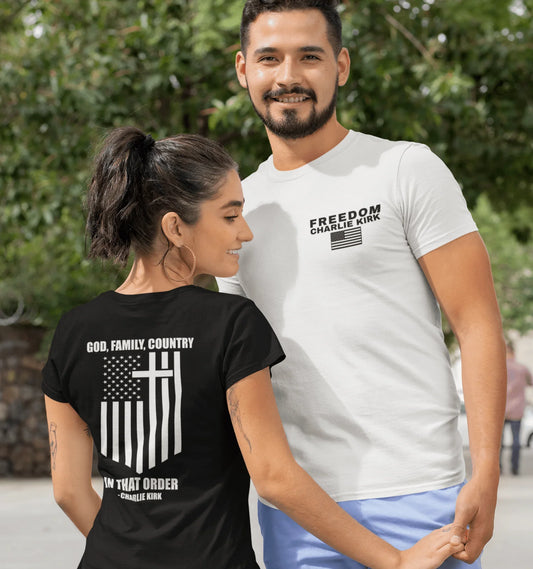 God, Family, Country Charlie Kirk Tee - LiberTees for All