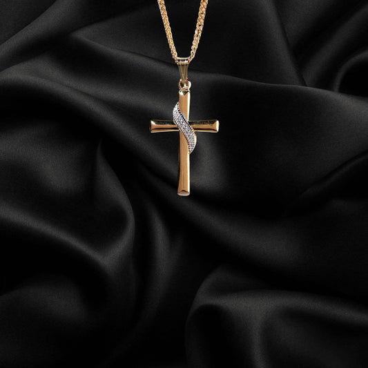Gold Plated Cross With Sash Necklace - LiberTees for All