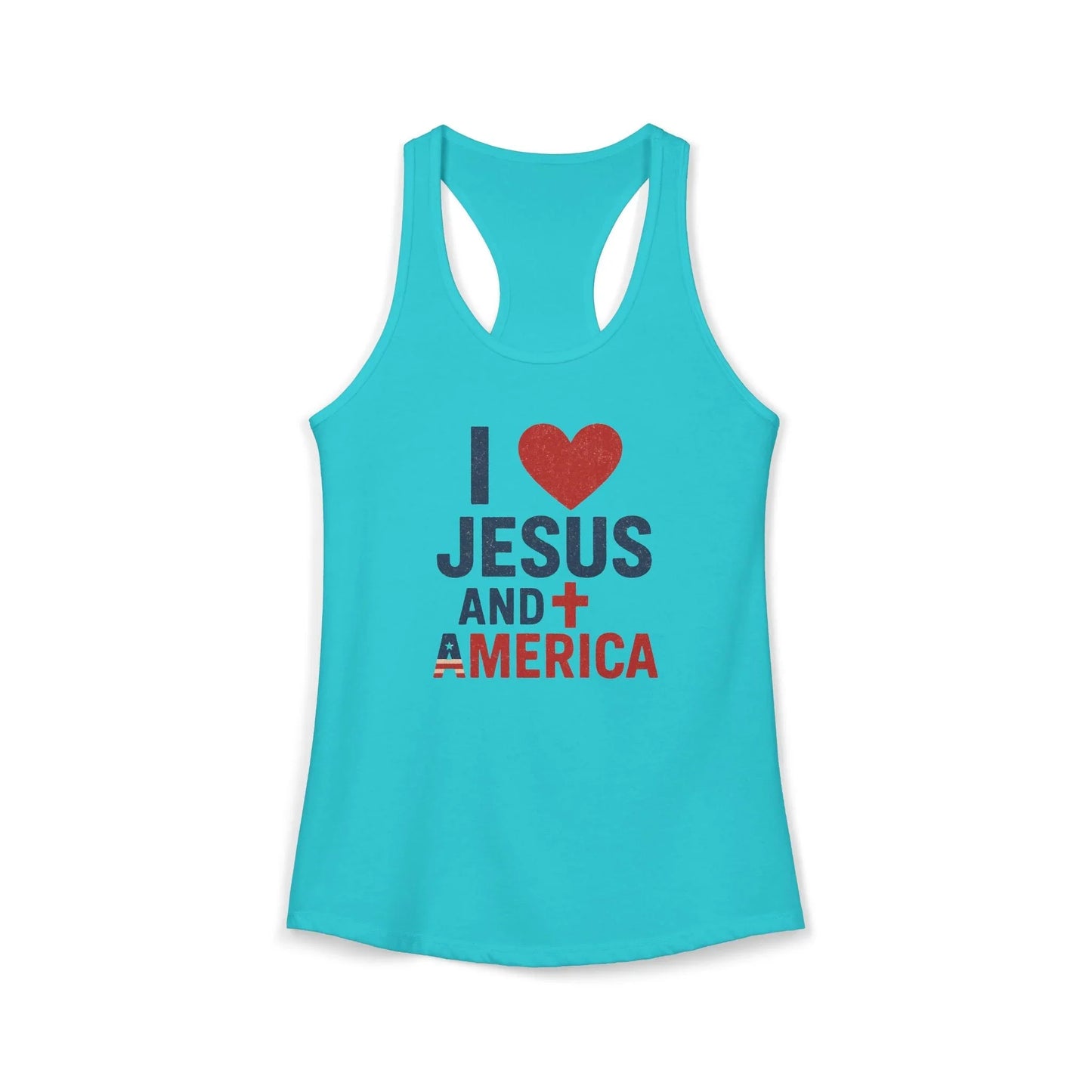 I Love Jesus and America Tank — Women's Racerback Faith & Patriotism Tank Top - LiberTees for All