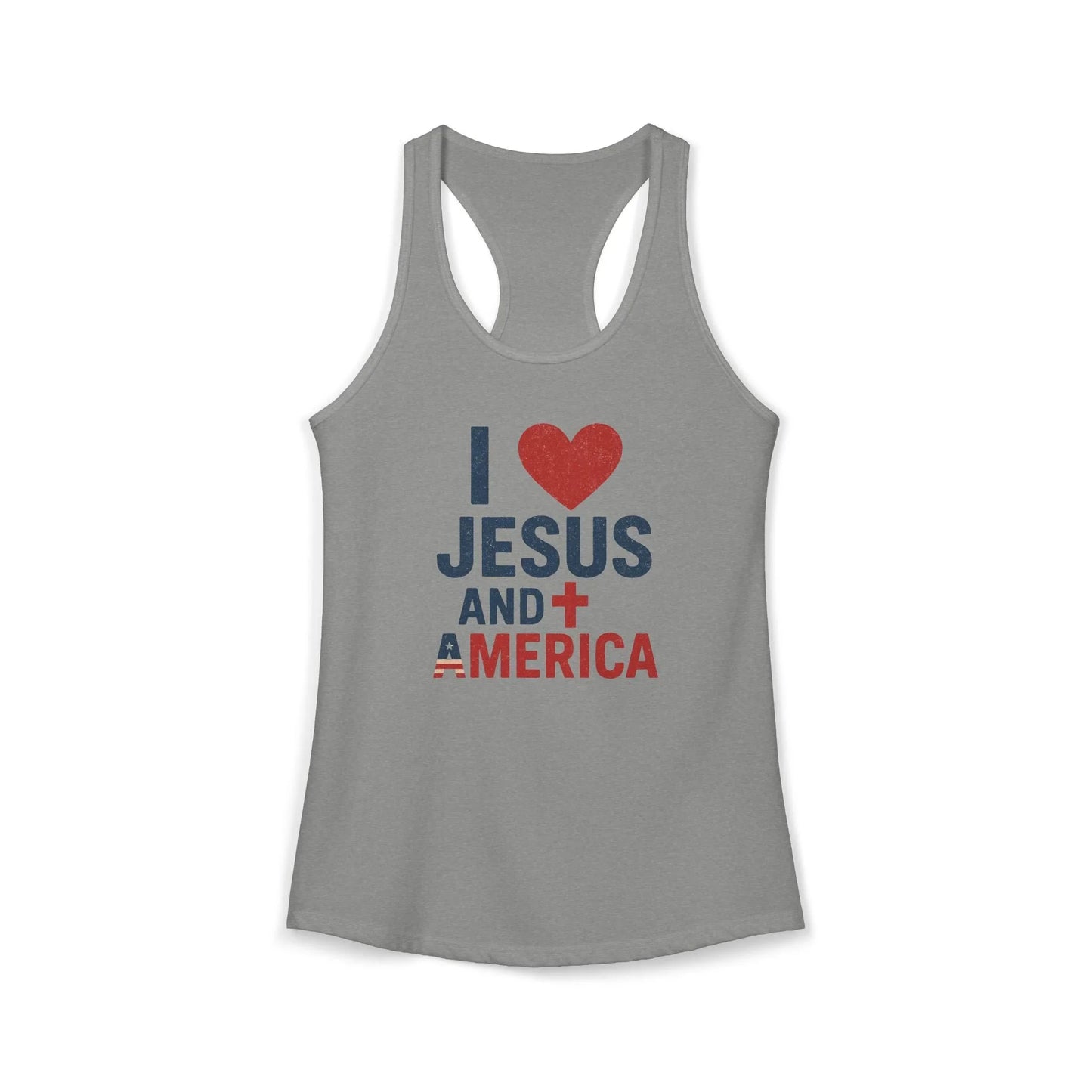 I Love Jesus and America Tank — Women's Racerback Faith & Patriotism Tank Top - LiberTees for All
