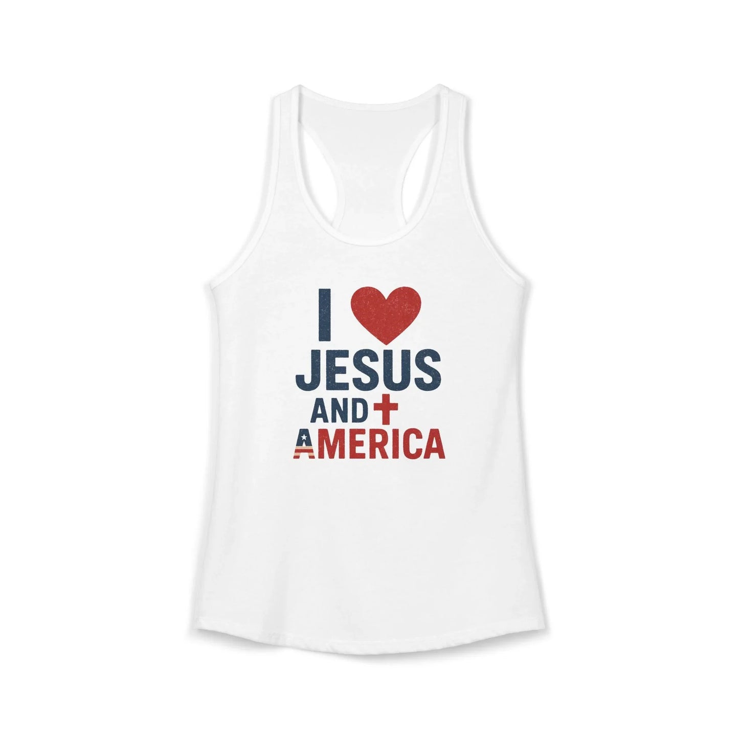 I Love Jesus and America Tank — Women's Racerback Faith & Patriotism Tank Top - LiberTees for All