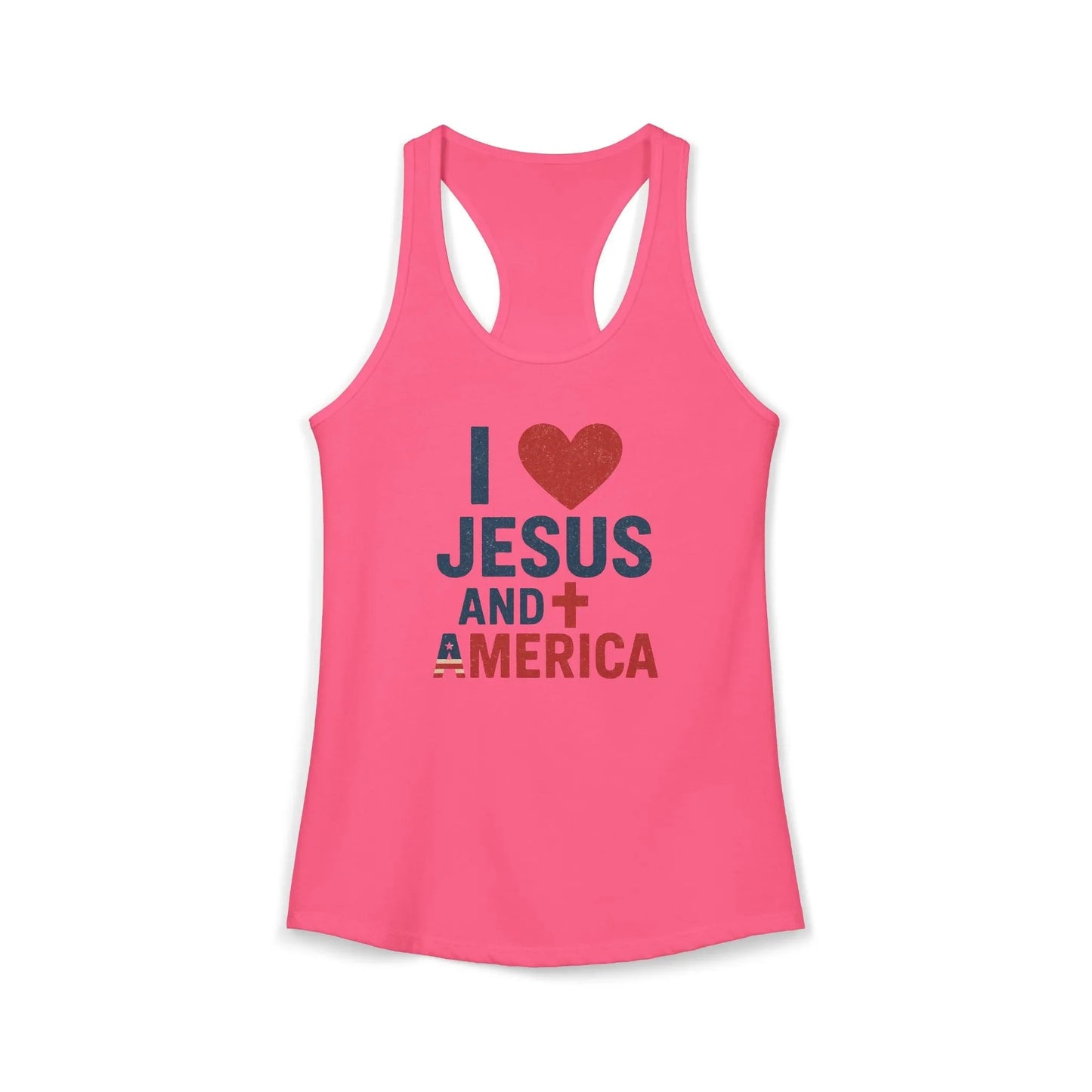 I Love Jesus and America Tank — Women's Racerback Faith & Patriotism Tank Top - LiberTees for All