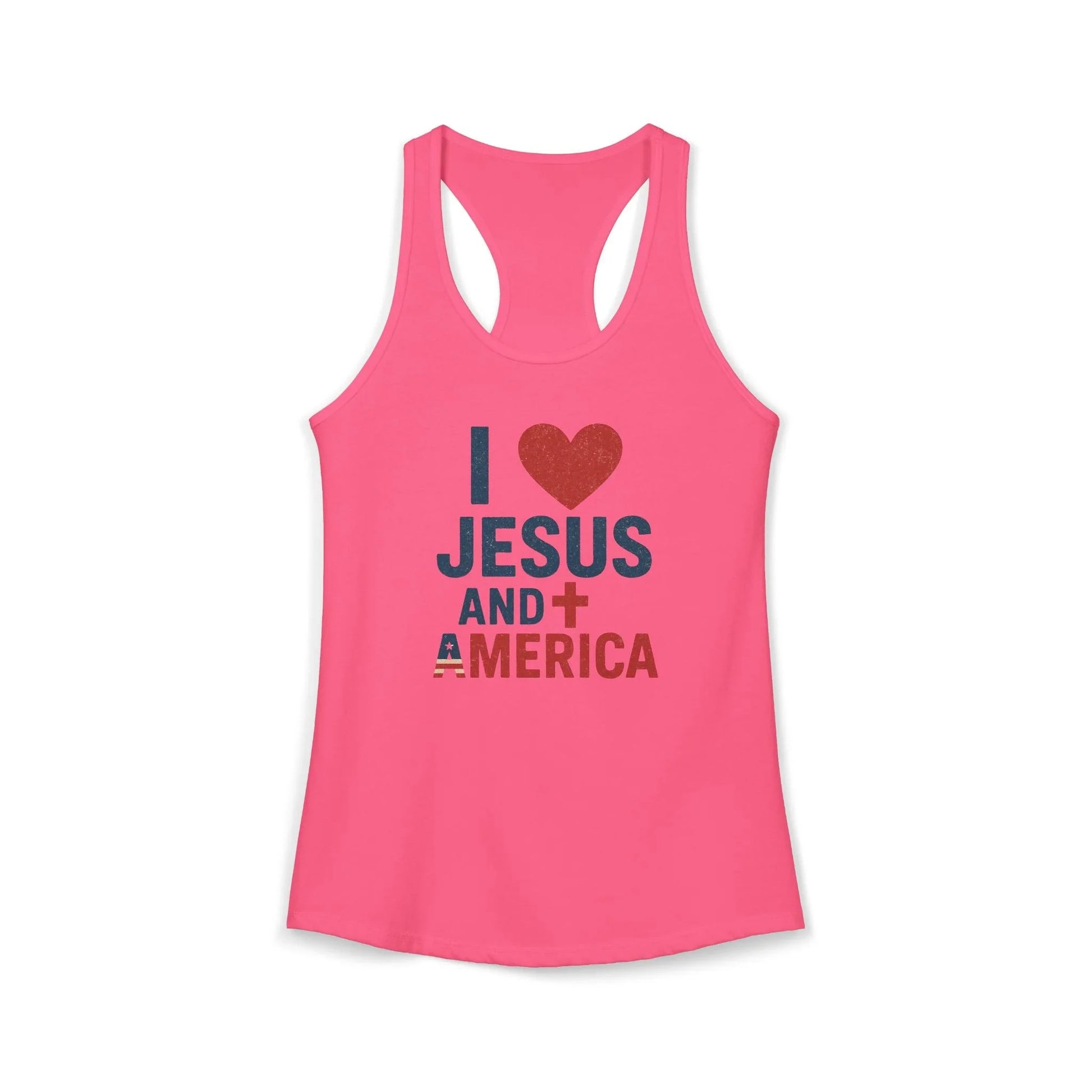 I Love Jesus and America Tank — Women's Racerback Faith & Patriotism Tank Top - LiberTees for All