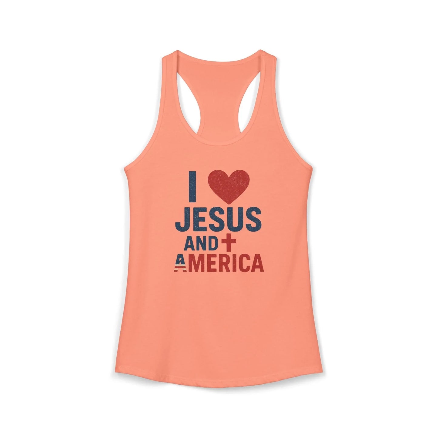 I Love Jesus and America Tank — Women's Racerback Faith & Patriotism Tank Top - LiberTees for All