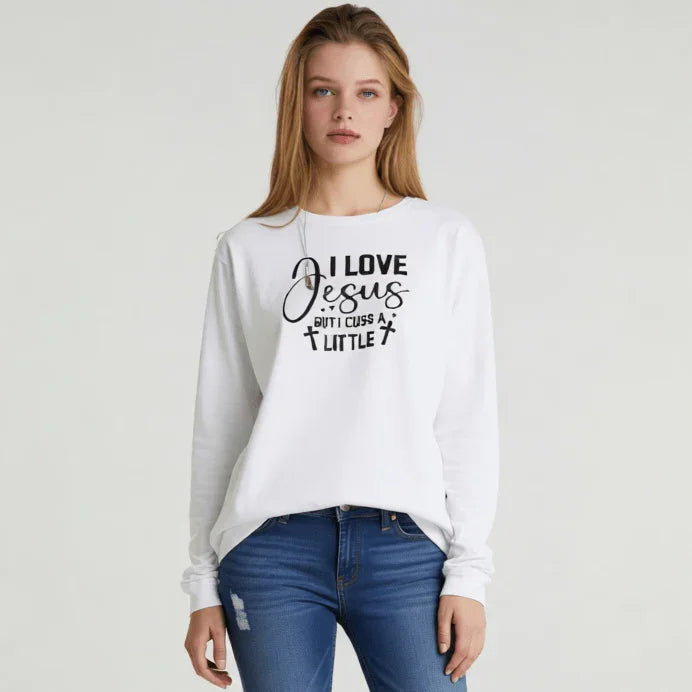I Love Jesus But I Cuss a Little — Long Sleeve Tee - LiberTees for All