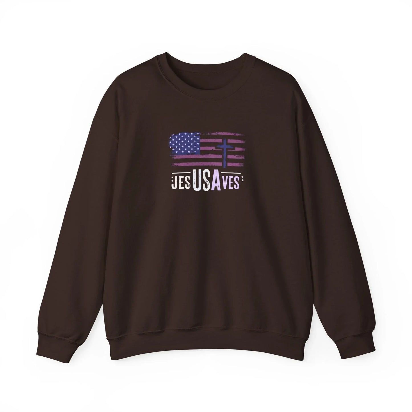 Jesus Saves American Flag Crewneck Sweatshirt — Faith Patriotic Pullover - LiberTees for All