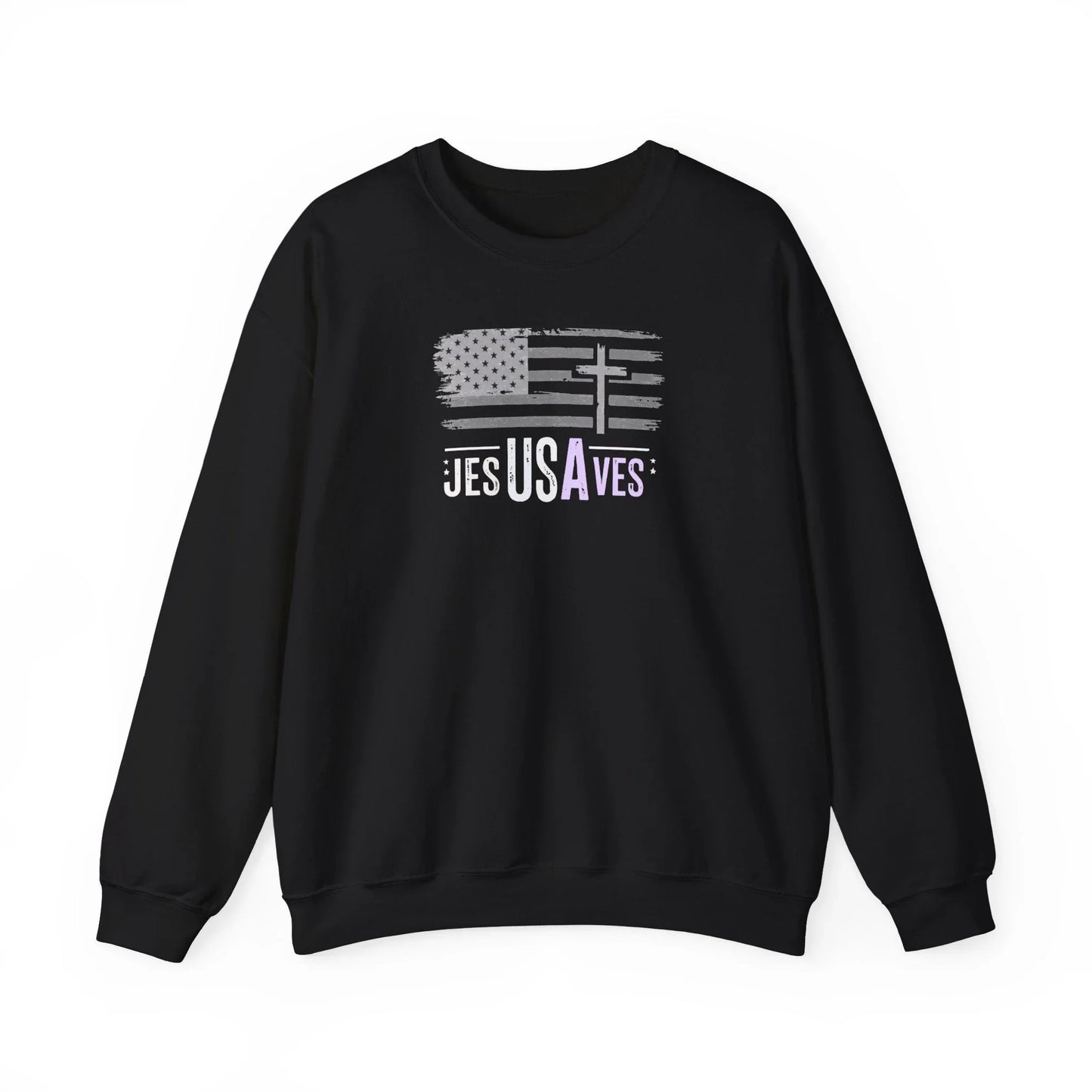 Jesus Saves American Flag Crewneck Sweatshirt — Faith Patriotic Pullover - LiberTees for All