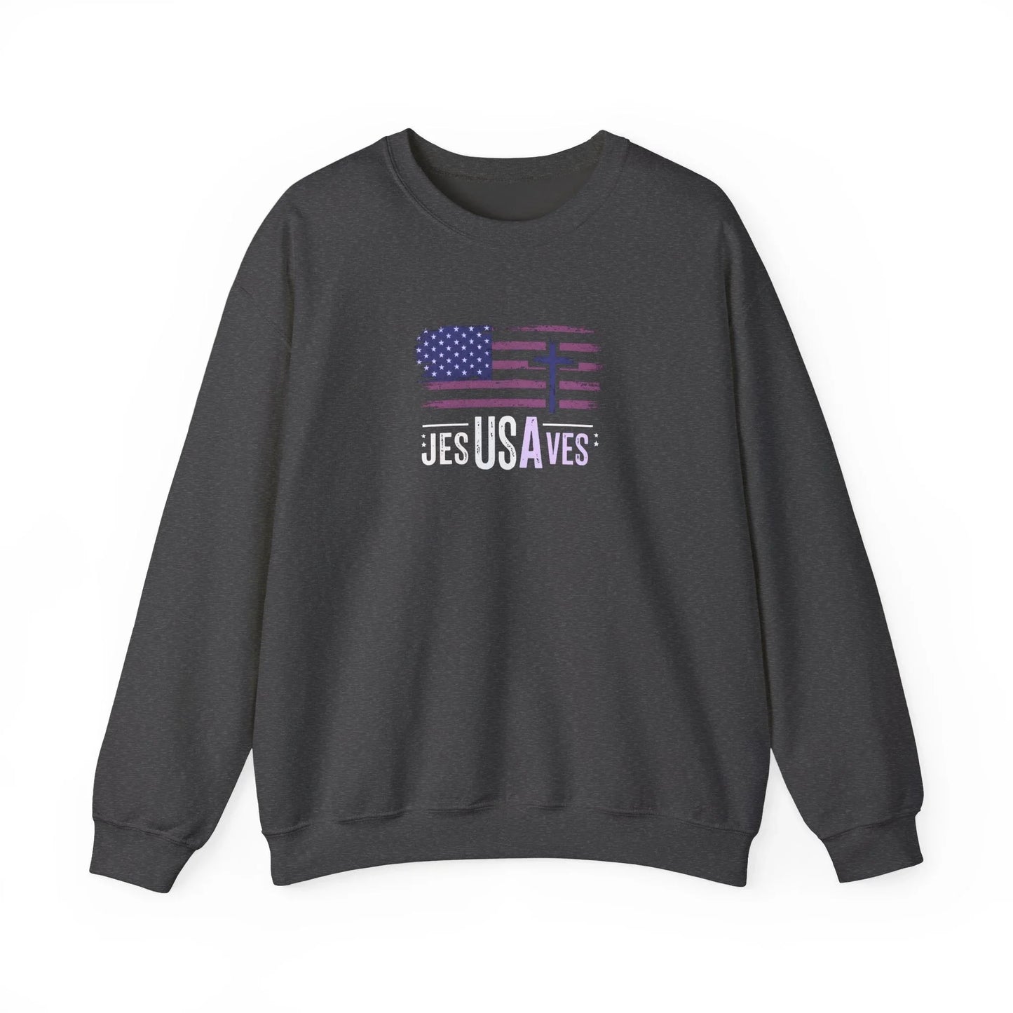 Jesus Saves American Flag Crewneck Sweatshirt — Faith Patriotic Pullover - LiberTees for All
