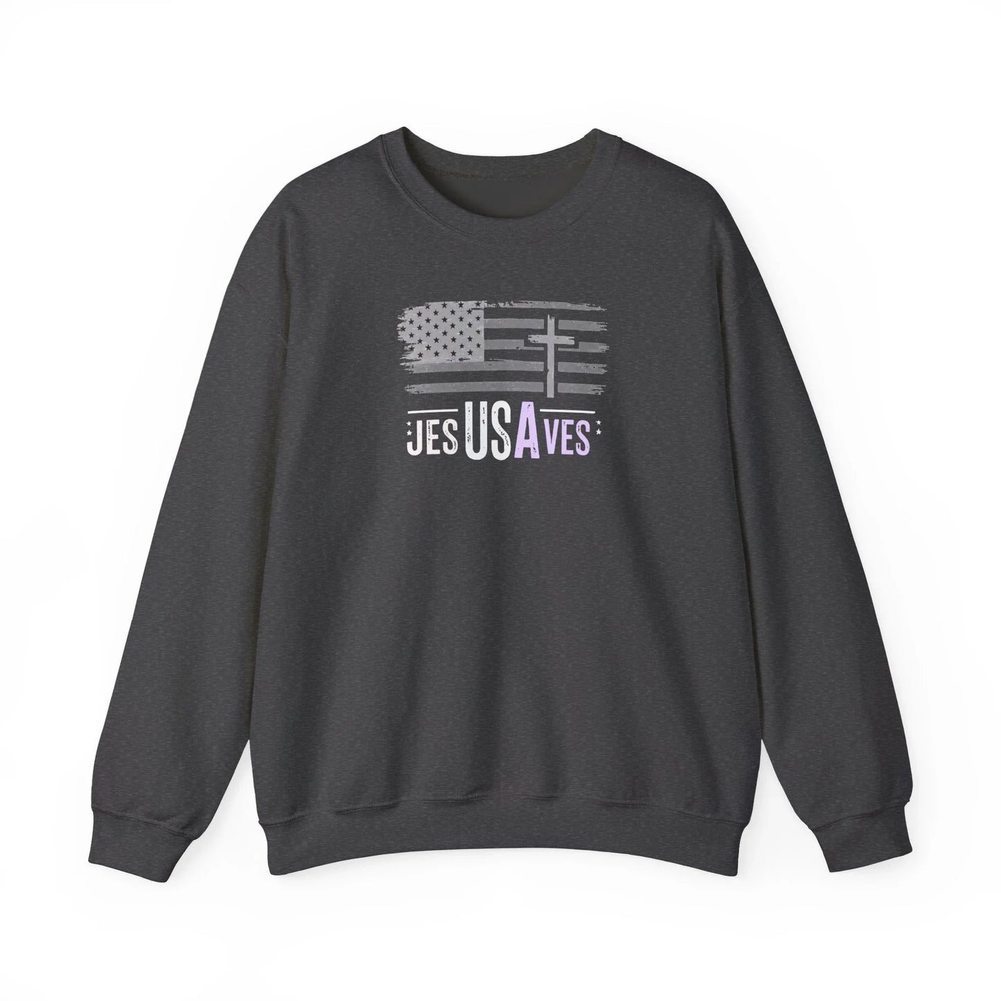 Jesus Saves American Flag Crewneck Sweatshirt — Faith Patriotic Pullover - LiberTees for All